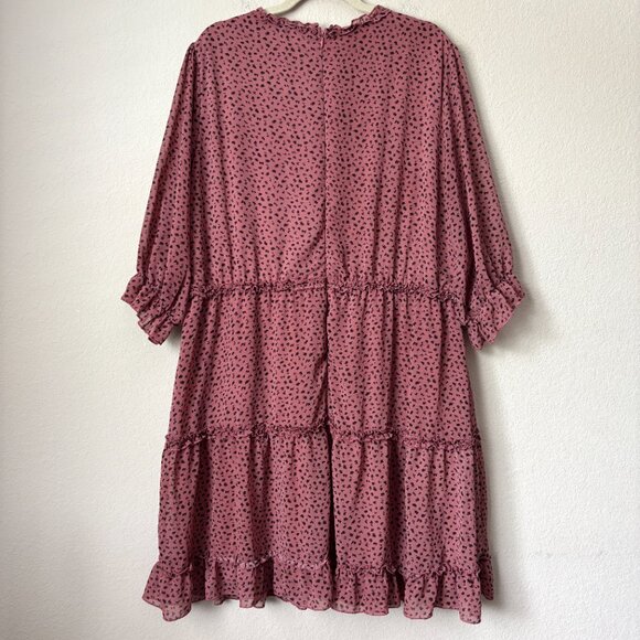 A Beautiful Soul Dot Printed Ruffle Trim Flattering Mini Dress - Picture 10 of 11